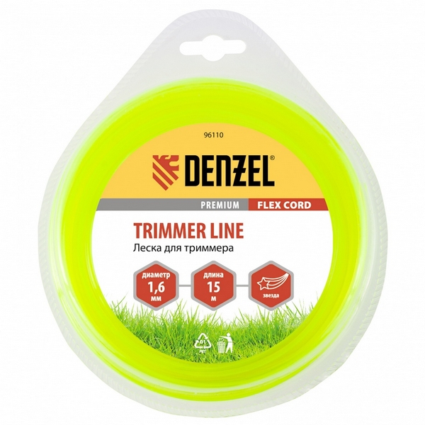 Леска для садовых триммеров Denzel Flex cord 96110 (1,6 мм, 15 м, звезда)